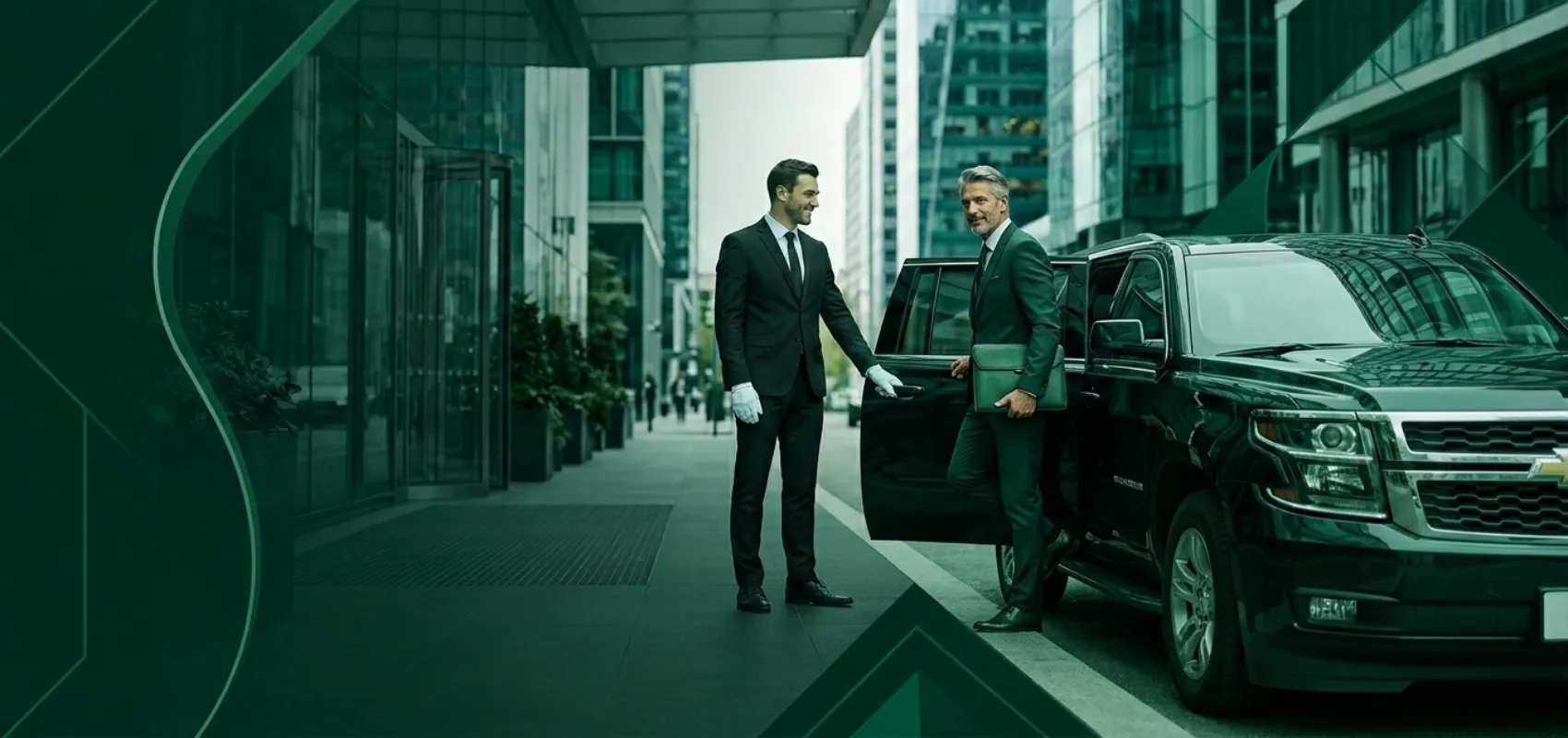 Experienced chauffeur driver opening car door