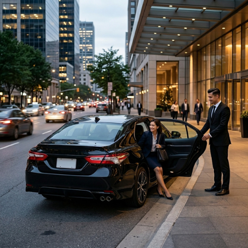 Professional chauffeur ready for a luxury driver service